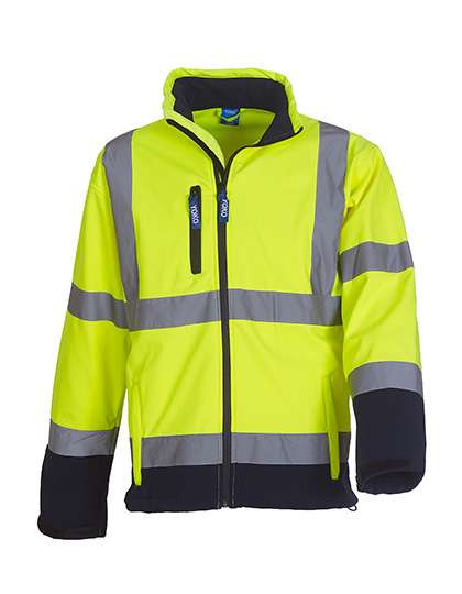 YOKO Hi-Vis 2 Bands & Braces Softshell Jacket Hi-Vis Yellow/Navy 4XL (YK09)