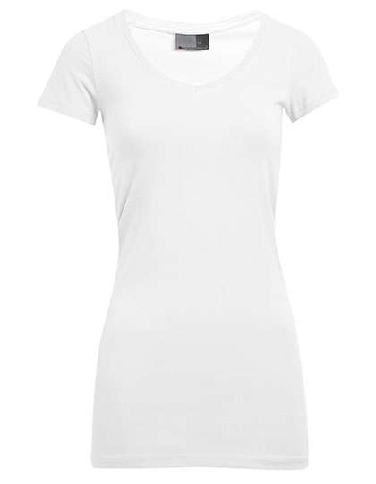 Promodoro Women´s Slim Fit V-Neck-T Long White XS (E3087)