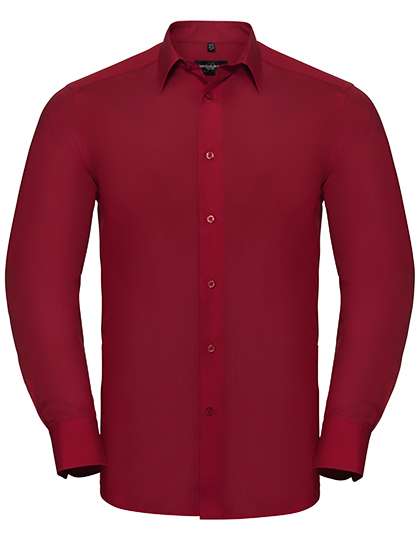 Russell Collection Men´s Long Sleeve Tailored Polycotton Poplin Shirt Classic Red XXL (45/46) (Z924)