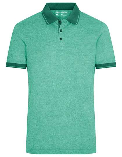 James&Nicholson Men´s Heather Polo Green Melange/Dark Green L (JN706)