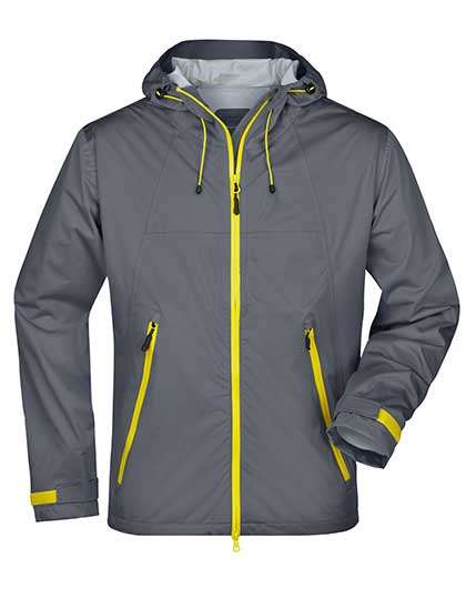 James&Nicholson Men´s Outdoor Jacket Iron Grey/Yellow XXL (JN1098)