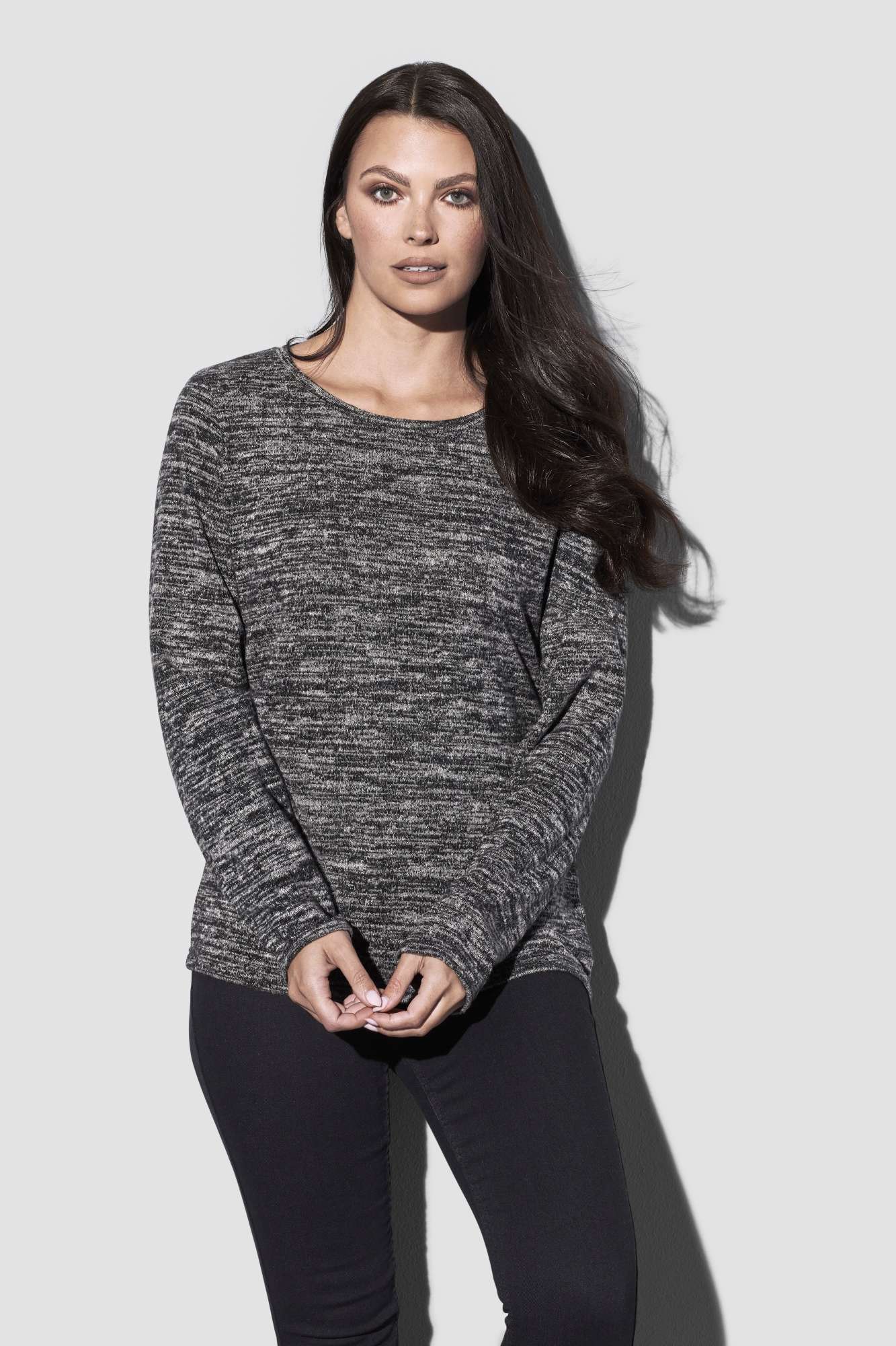 Stedman® Knit Long Sleeve Sweater Women Light Grey Melange L (S9180)