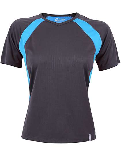 CONA SPORTS Ladies´ Pace Tech Tee Anthracite/Azure Blue L (CN150)