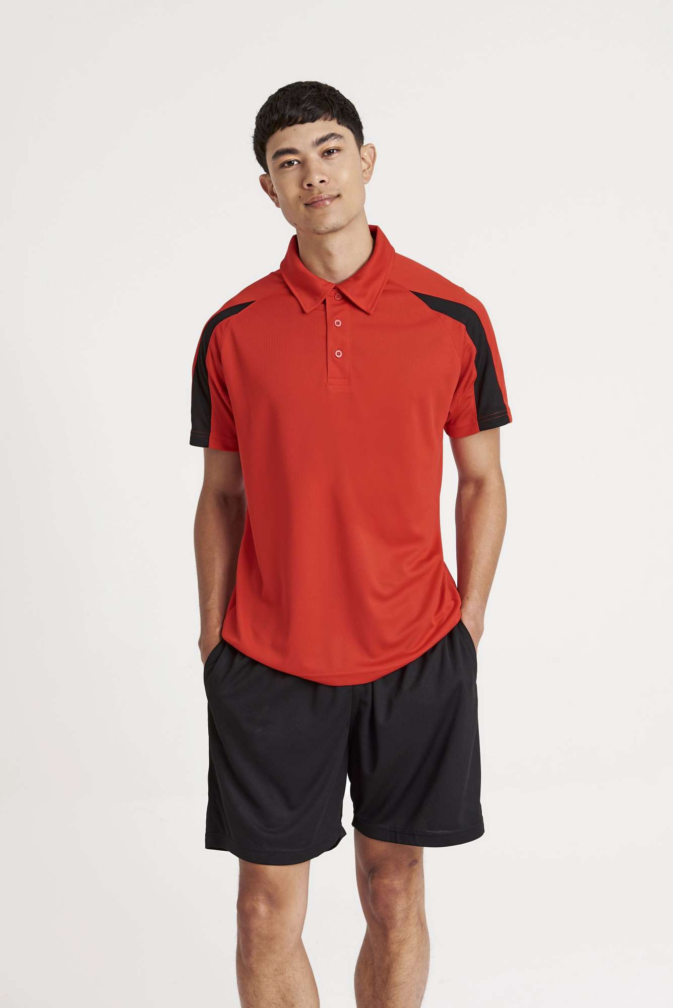 Just Cool Contrast Cool Polo Arctic White/Fire Red XL (JC043)