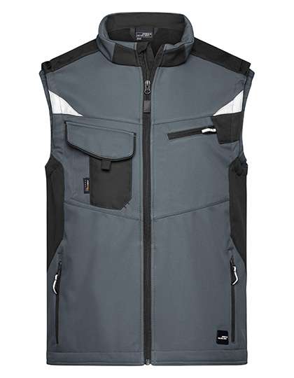 James&Nicholson Workwear Softshell Vest -STRONG- Carbon/Black XS (JN845)