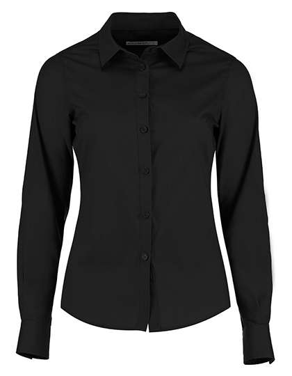 Kustom Kit Women´s Tailored Fit Poplin Shirt Long Sleeve Black 32 (6) (K242)