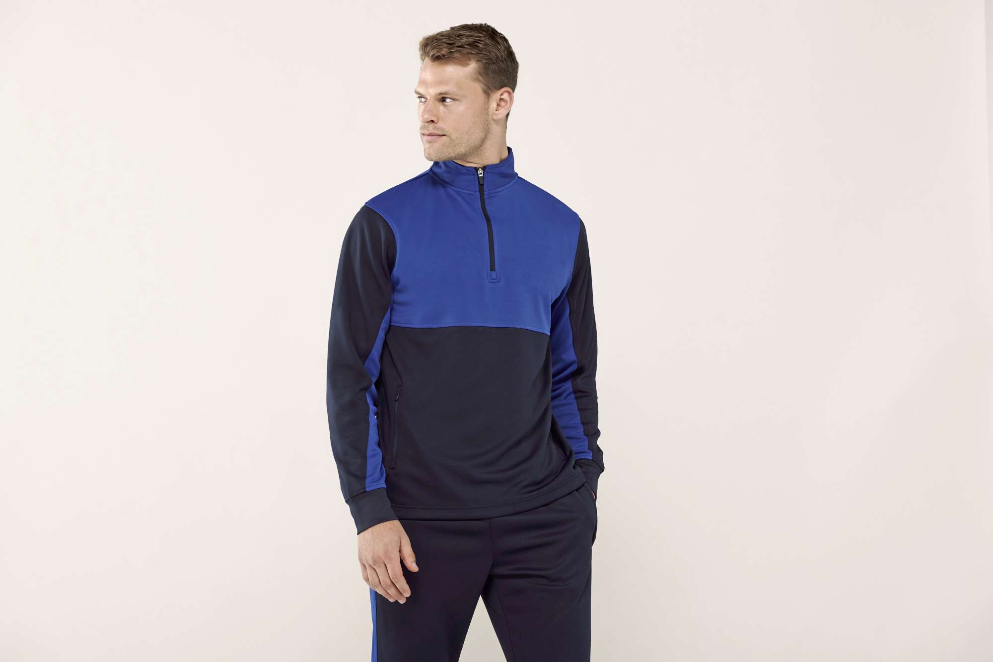 Finden+Hales Adults 1/4 Zip Tracksuit Top Navy/Royal 3XL (FH874)