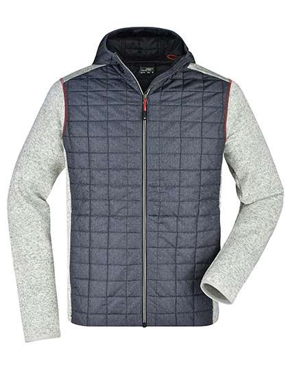 James&Nicholson Men´s Knitted Hybrid Jacket Light Melange/Anthracite Melange XXL (JN772)