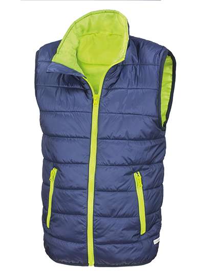 Result Core Junior Soft Padded Bodywarmer Navy/Lime M (7-8) (RT234J)