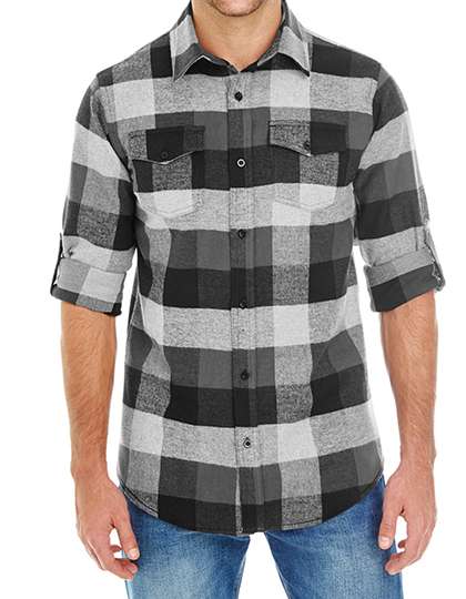 Burnside Woven Plaid Flannel Shirt Black Check L (BU8210)