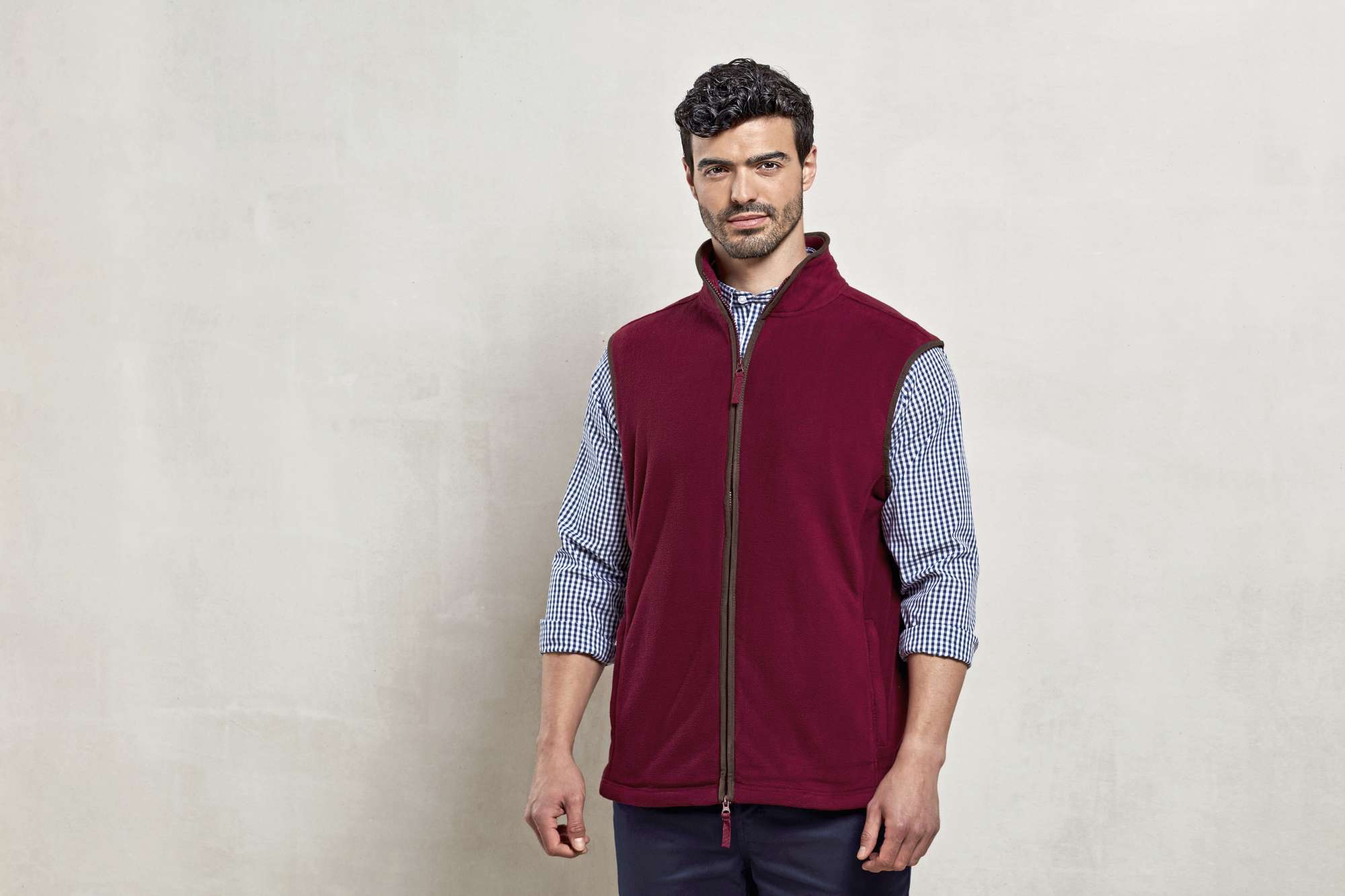 Premier Workwear Men´s ´Artisan´ Fleece Gilet Burgundy (ca. Pantone 209C)/Brown (ca. Pantone 4975C) XXL (PW803)