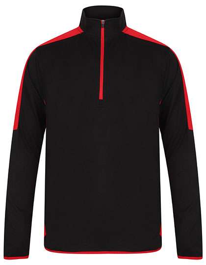 Finden+Hales Adults 1/4 Zip Midlayer With Contrast Panelling Black/Red XS (FH571)