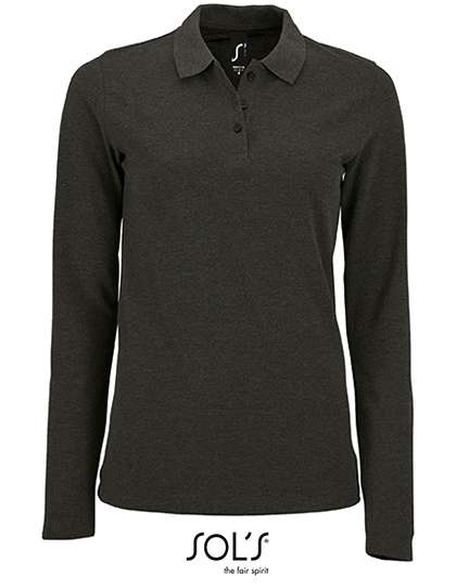 SOL´S Women´s Long-Sleeve Piqué Polo Shirt Perfect Charcoal Melange M (L02083)