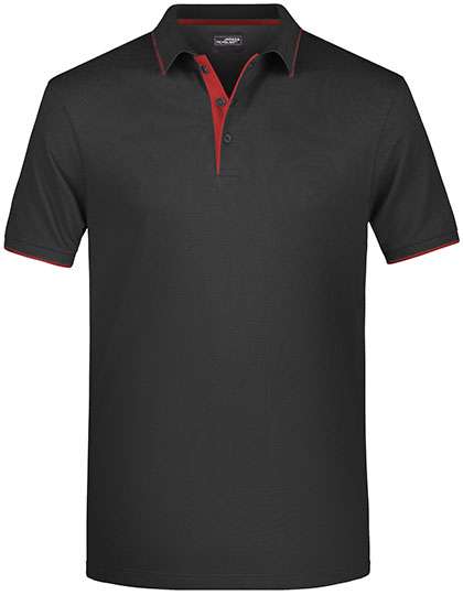 James&Nicholson Men´s Polo Stripe Black/Red 3XL (JN728)