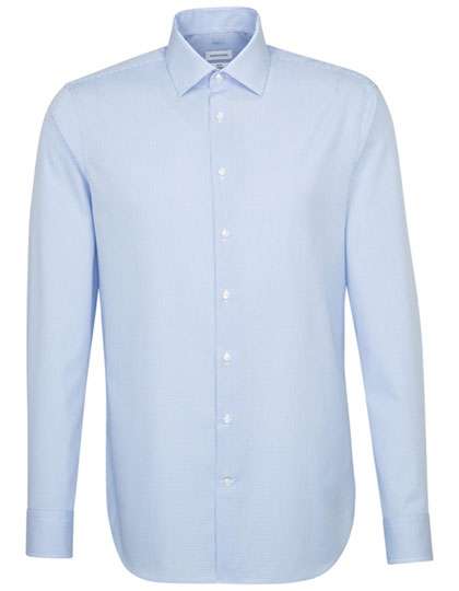 Seidensticker Men´s Shirt Slim Fit Check/Stripes Long Sleeve Check Light Blue - White 45 (SN693600)