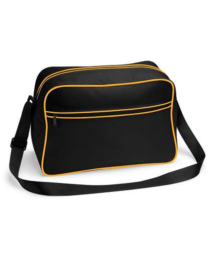 BagBase Retro Shoulder Bag Black/Gold 40 x 28 x 18 cm (BG14)