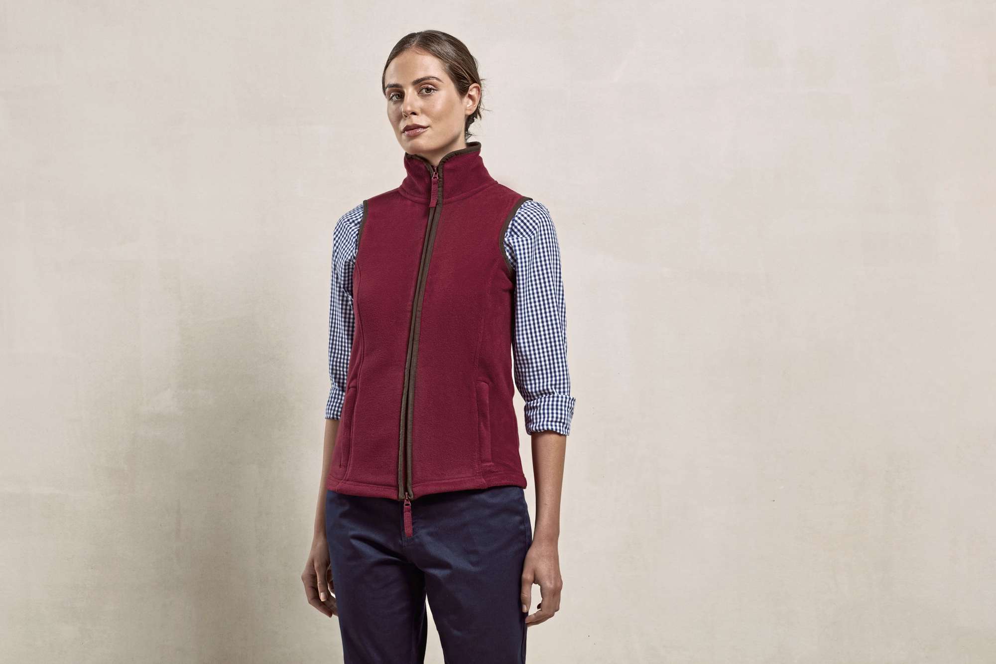 Premier Workwear Women´s ´Artisan´ Fleece Gilet Black (ca. Pantone Black C)/Brown (ca. Pantone 4975C) XS (PW804)