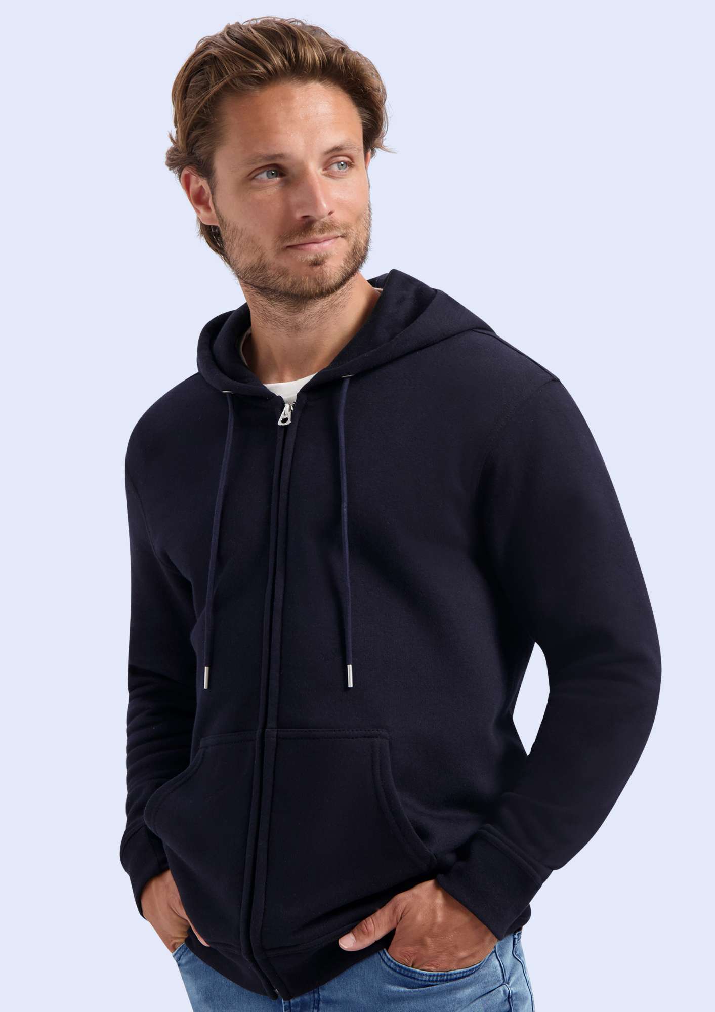 Starworld Unisex Full Zip Hooded Jacket Deep Navy S (SW290)