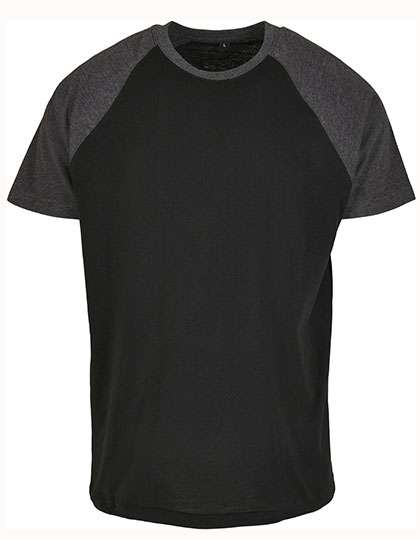 Build Your Brand Raglan Contrast Tee Black/Charcoal (Heather) S (BY007)