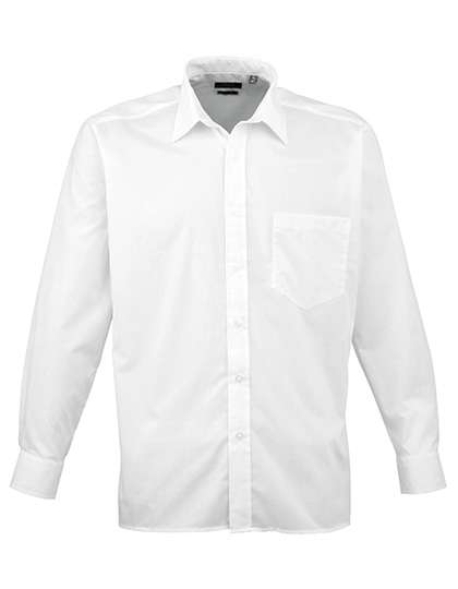 Premier Workwear Men´s Poplin Long Sleeve Shirt White 39,5 (15H) (PW200)