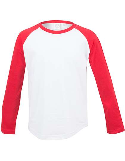 SF Minni Kids´ Long Sleeved Baseball T White/Red 7-8 Jahre (SM271)