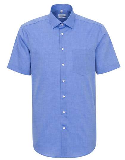 Seidensticker Men´s Shirt Regular Fit Short Sleeve Mid Blue 45 (SN003001)