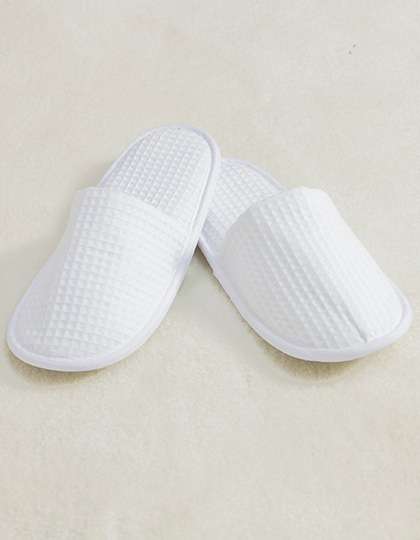 Towel City Waffle Mule Slippers White 36-41 (4-7) (TC66)