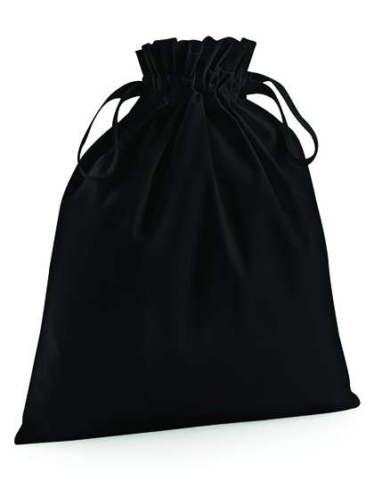 Westford Mill Organic Cotton Draw Cord Bag Black XS (10 x 15 cm) (WM118)