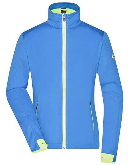 James&Nicholson Ladies´ Sports Softshell Jacket Bright Blue/Bright Yellow XXL (JN1125)