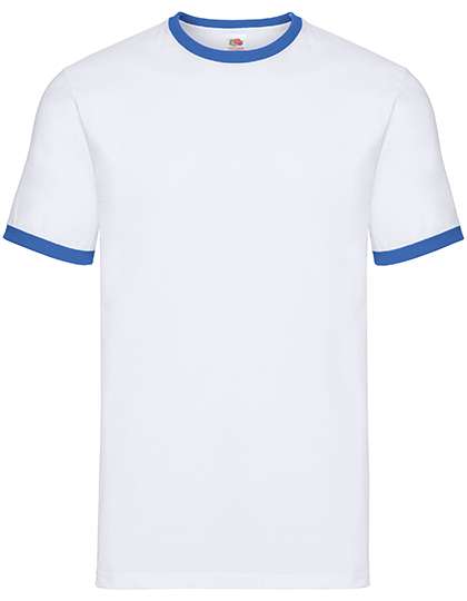 Fruit of the Loom Ringer Tee White/Royal Blue XL (F159)